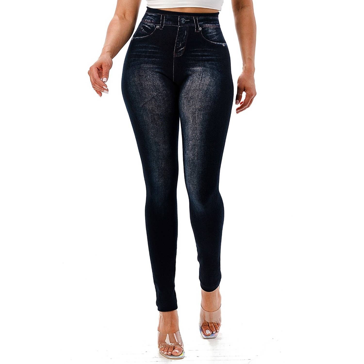 ACID WASH DARK LOOK FAUX DENIM LEGGINGS | WHISKEY RIVER DRY GOODS COMPANY